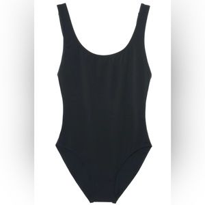 Black Solid & Striped one piece